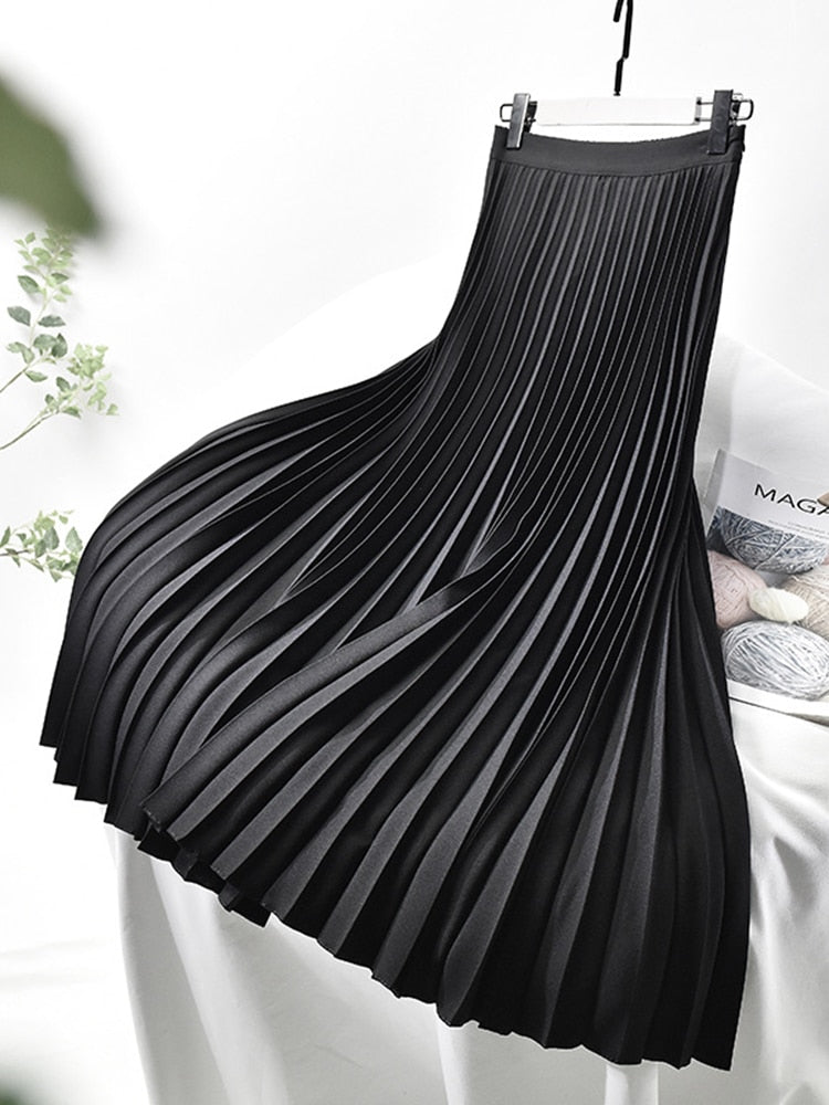 Jupe plissée taille haute pour femme - Belva