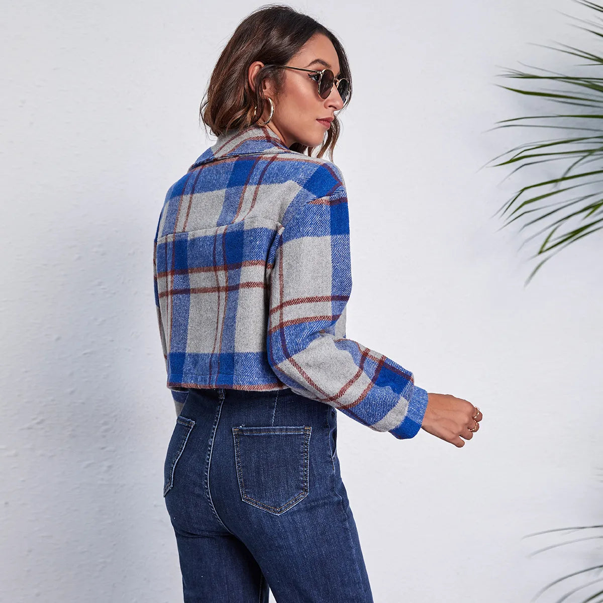 Veste courte à carreaux - Halleli