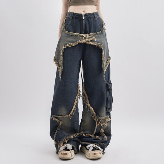 Jean bleu taille haute pour femmes Spacy