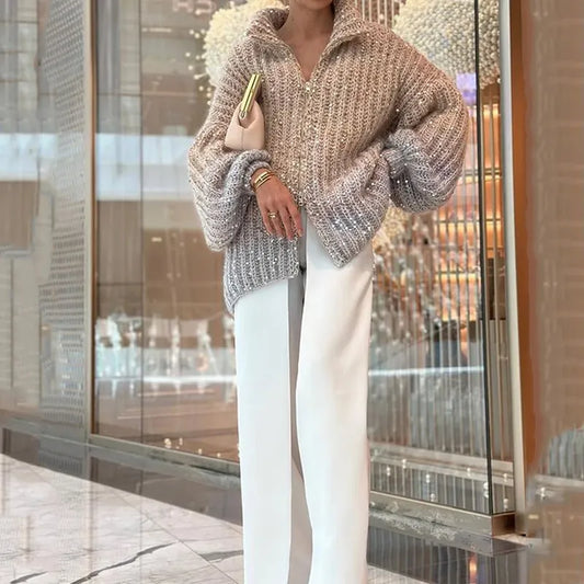 Tara - Pull Automnal Stylé à Paillettes pour Femmes