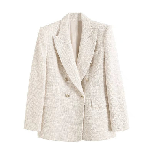 Kary - Blazer vintage beige exclusif pour femmes