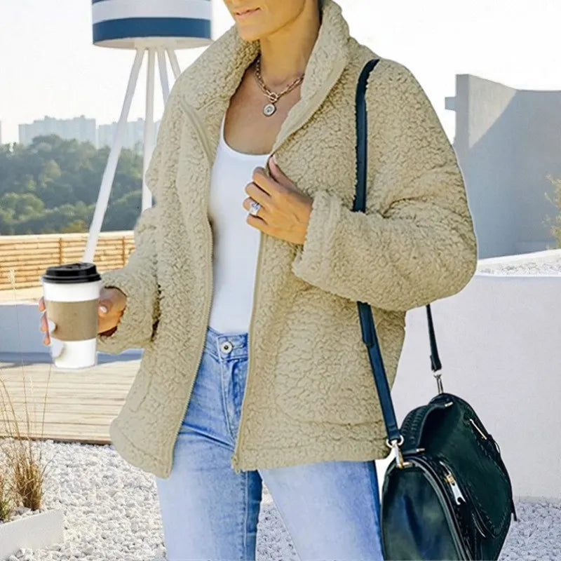 SANNE - Veste en peluche double face
