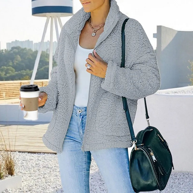 SANNE - Veste en peluche double face