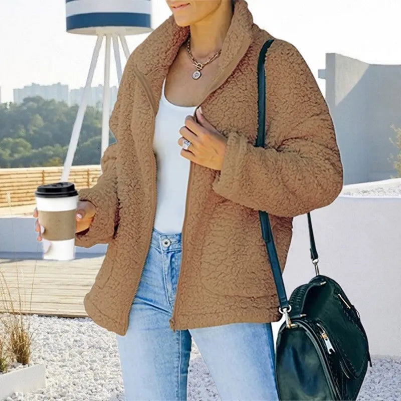 SANNE - Veste en peluche double face