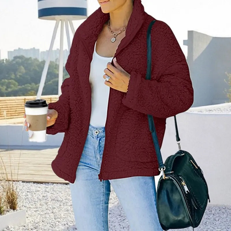 SANNE - Veste en peluche double face