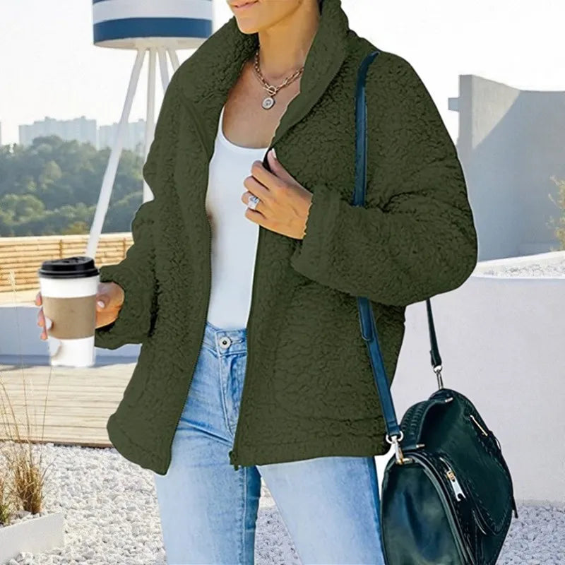 SANNE - Veste en peluche double face