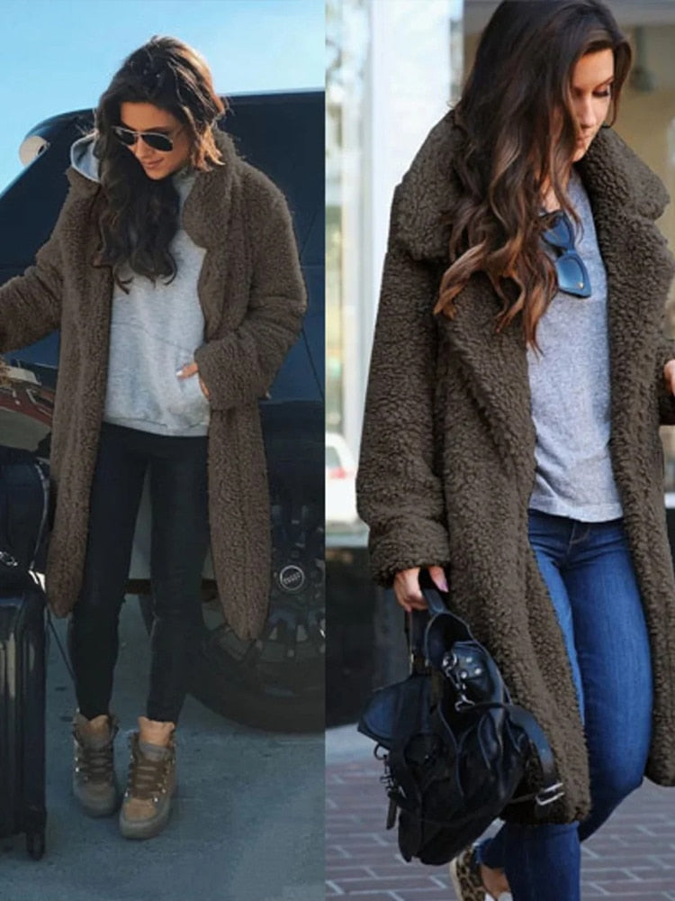 Manteau long d'hiver en peluche - Margreth