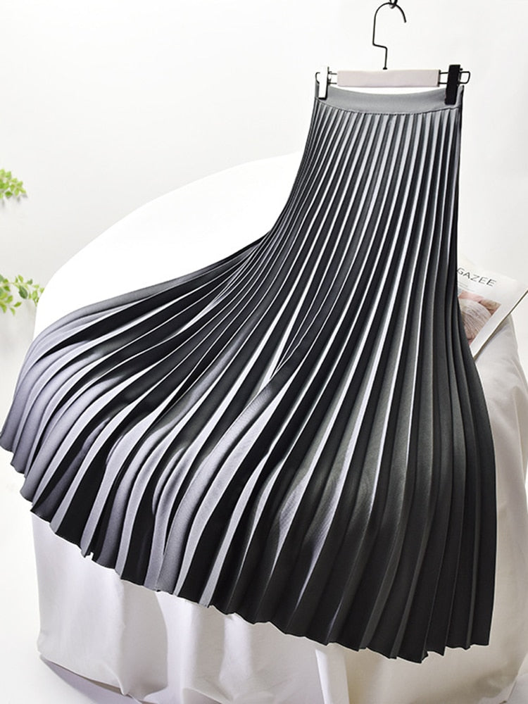 Jupe plissée taille haute pour femme - Belva