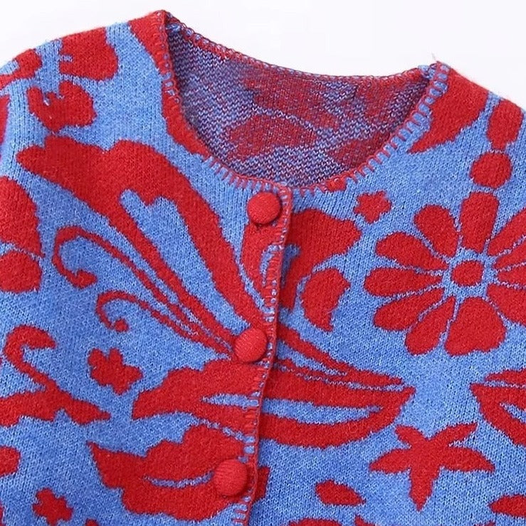 Florencia - Cardigan vintage en jacquard à fleurs