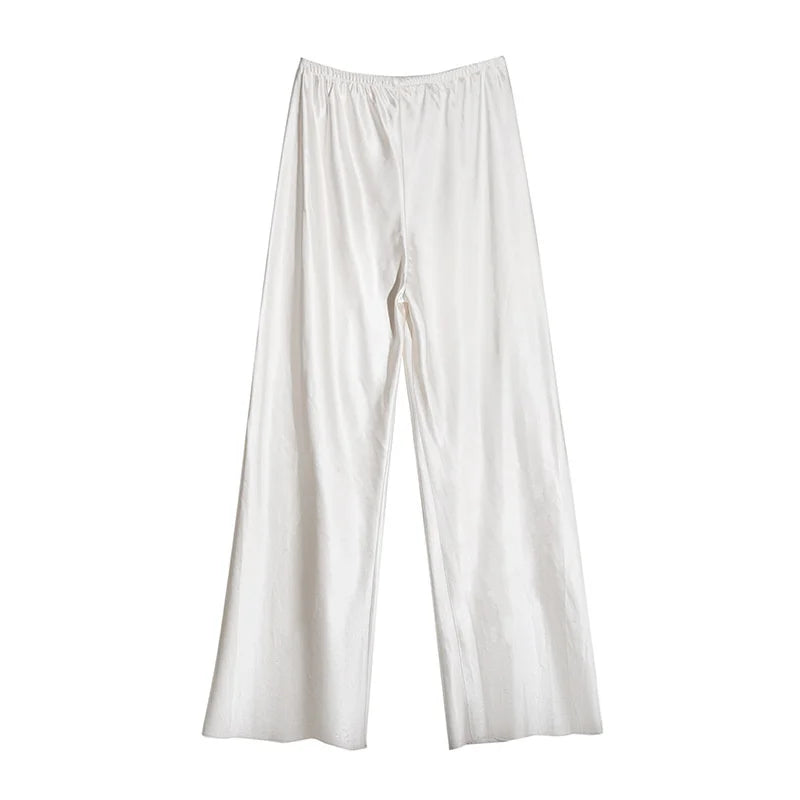 Pantalon large en satin Pantalon décontracté long Femme Été - Philippa