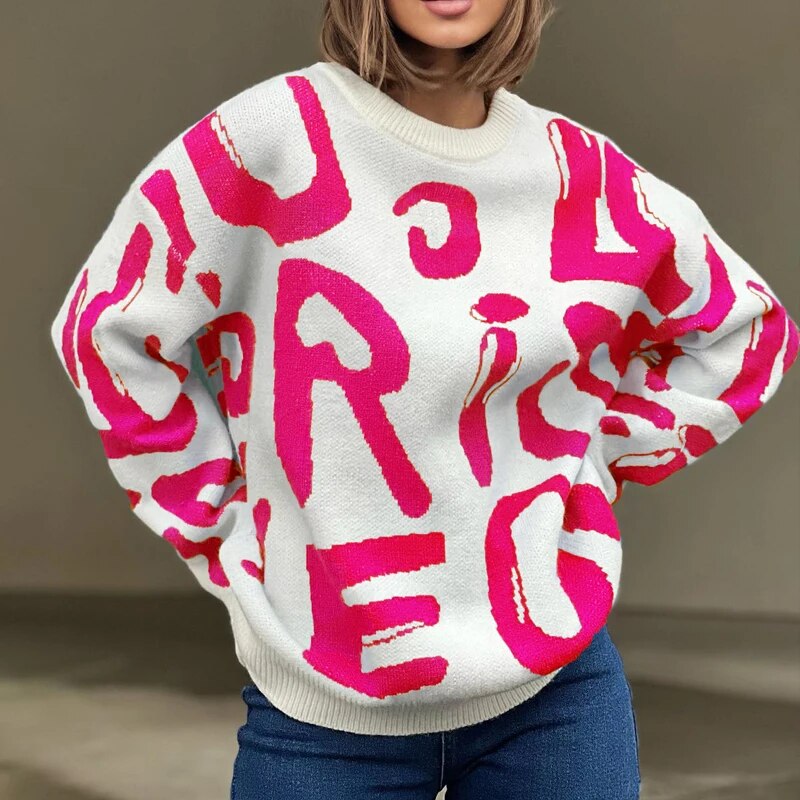 Bety - Pull ras du cou à l'imprimé graphique accrocheur