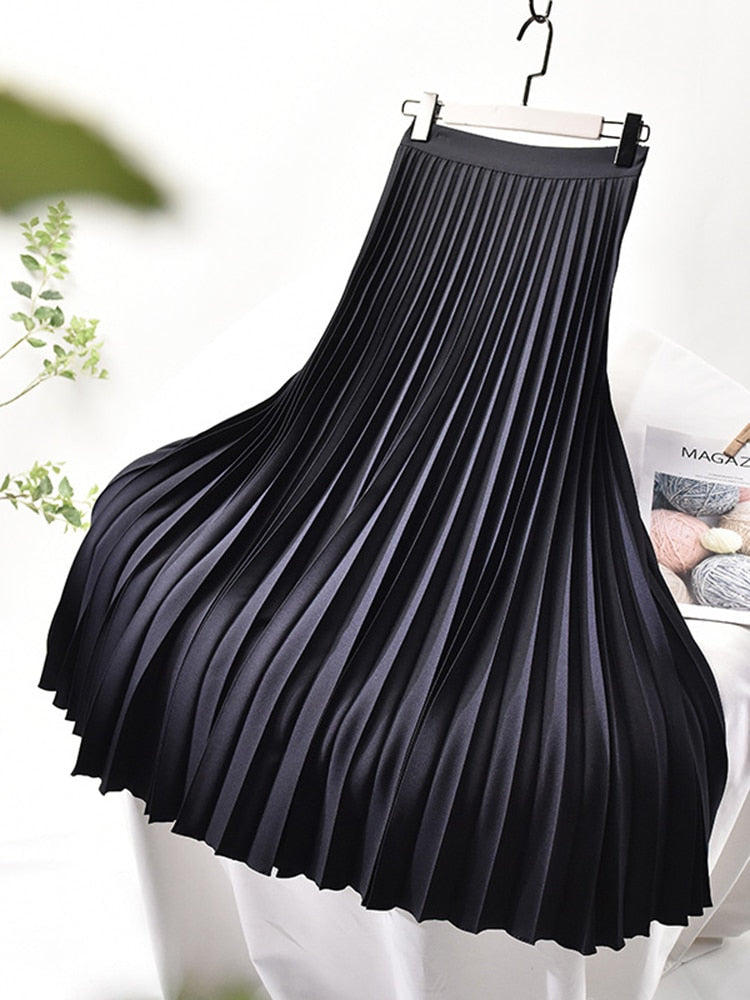 Jupe plissée taille haute pour femme - Belva