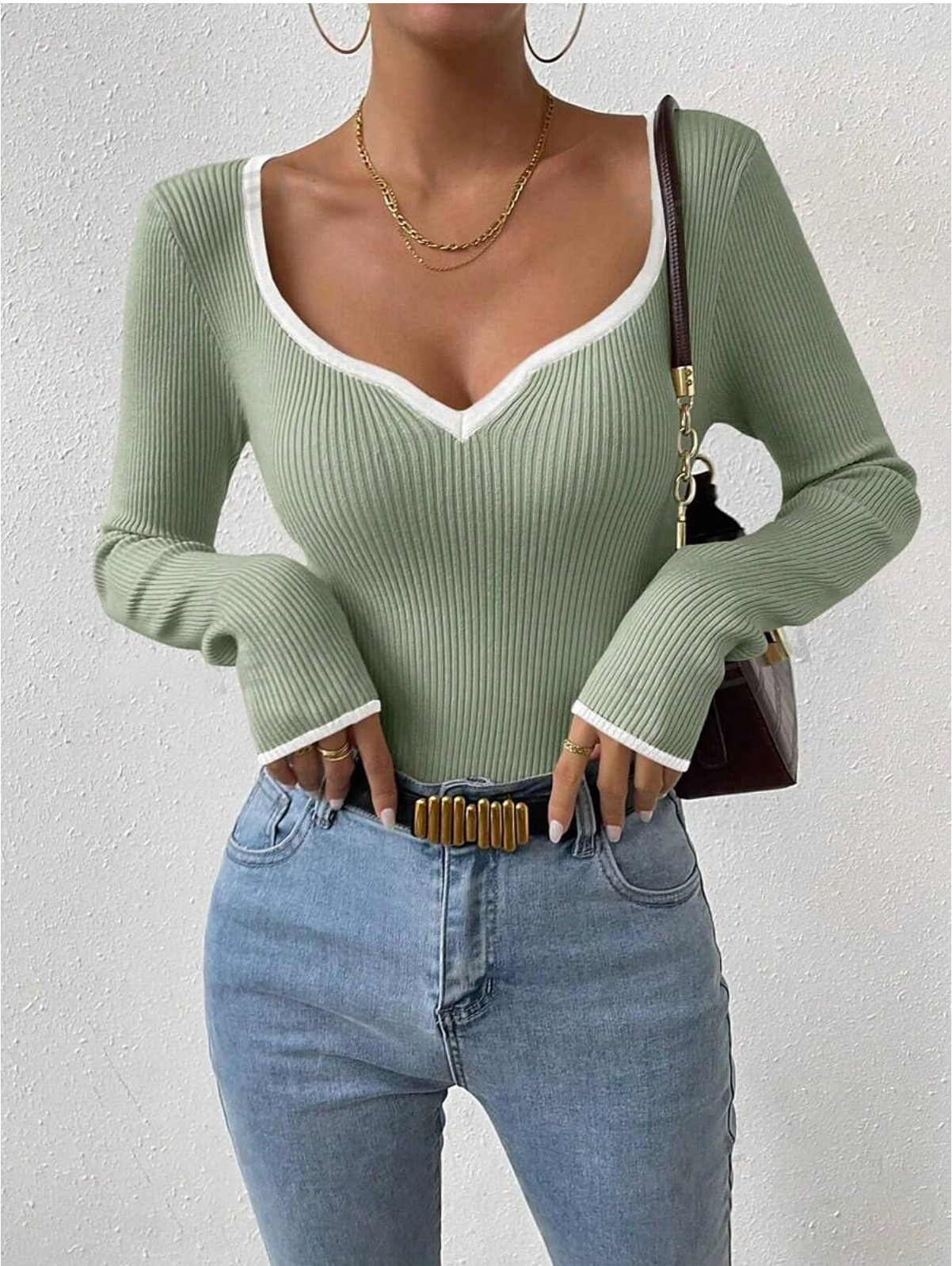Aria - Pull en maille à col en V pour femme