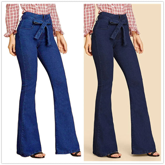 Jean en denim extensible à jambe large pour femme - Lachelle