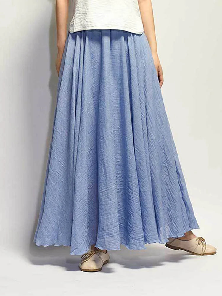 Jupe Maxi Femme Taille Haute en Lin - Dericia