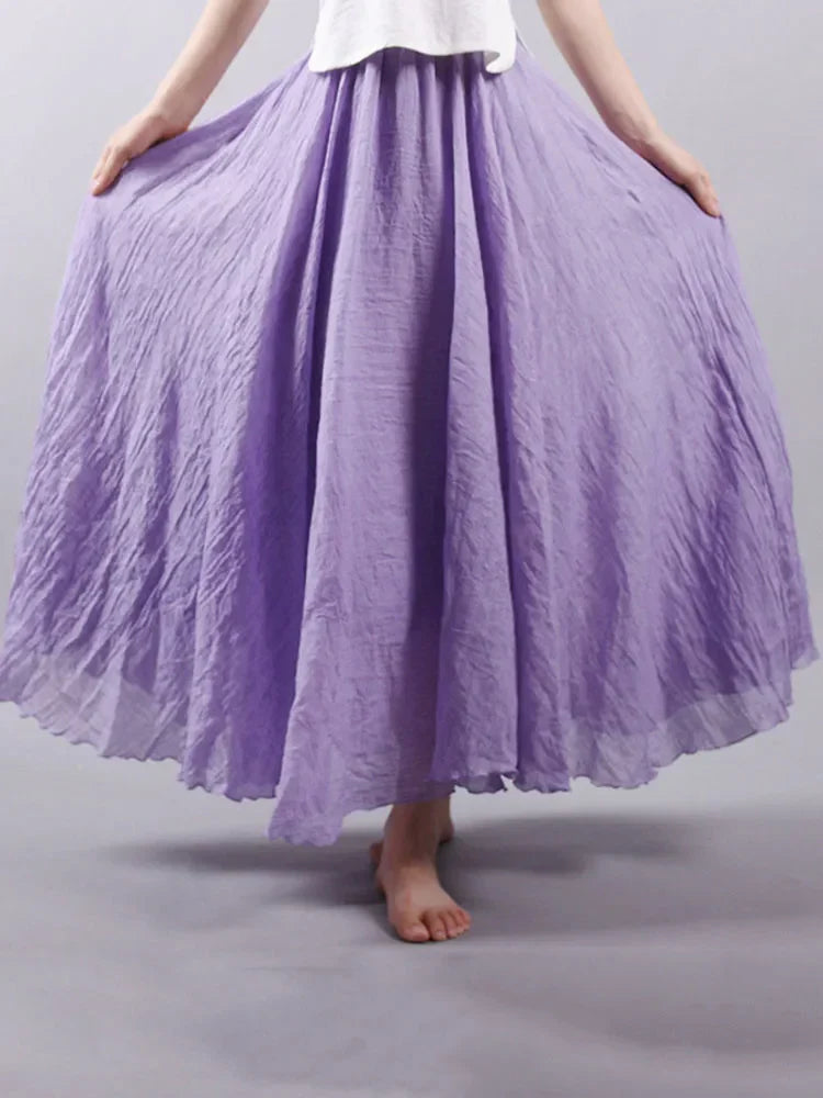 Jupe Maxi Femme Taille Haute en Lin - Dericia