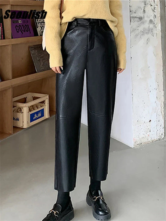 Amélie - Pantalon Droit En Cuir