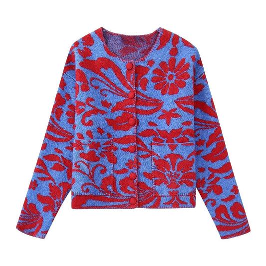 Florencia - Cardigan vintage en jacquard à fleurs