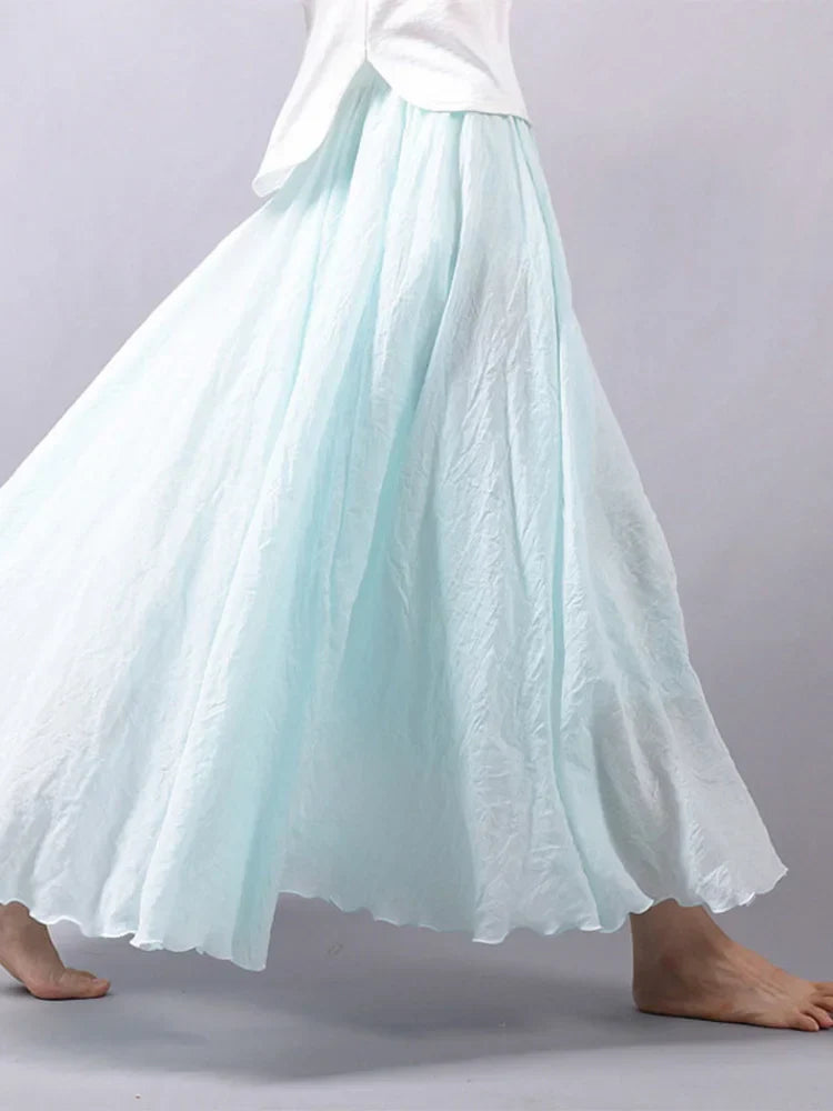 Jupe Maxi Femme Taille Haute en Lin - Dericia