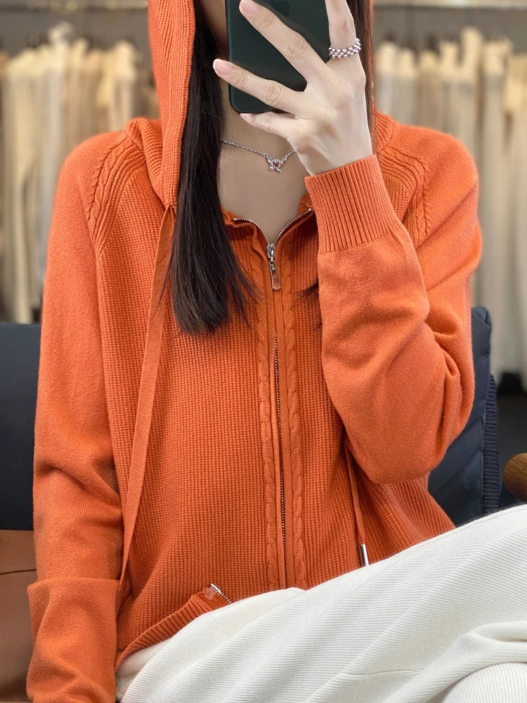 Cardigan zippé à capuche en tricot - Judit