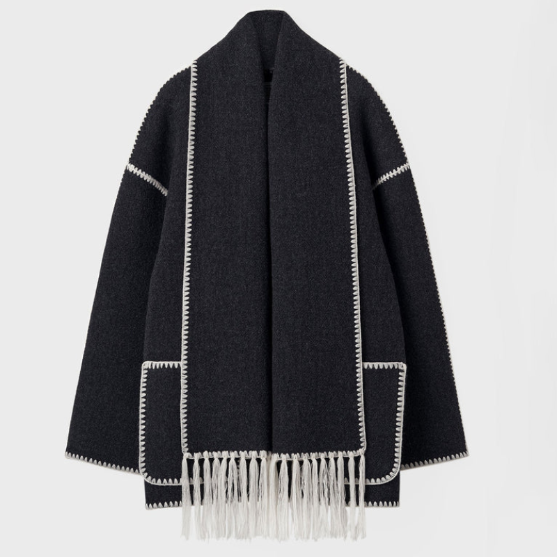 Veste écharpe en laine chic, élégante et confortable pour femme