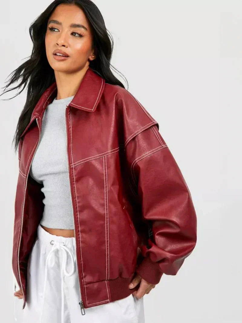 Veste en cuir oversize – Atiyah