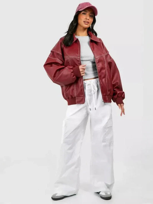 Veste en cuir oversize – Atiyah