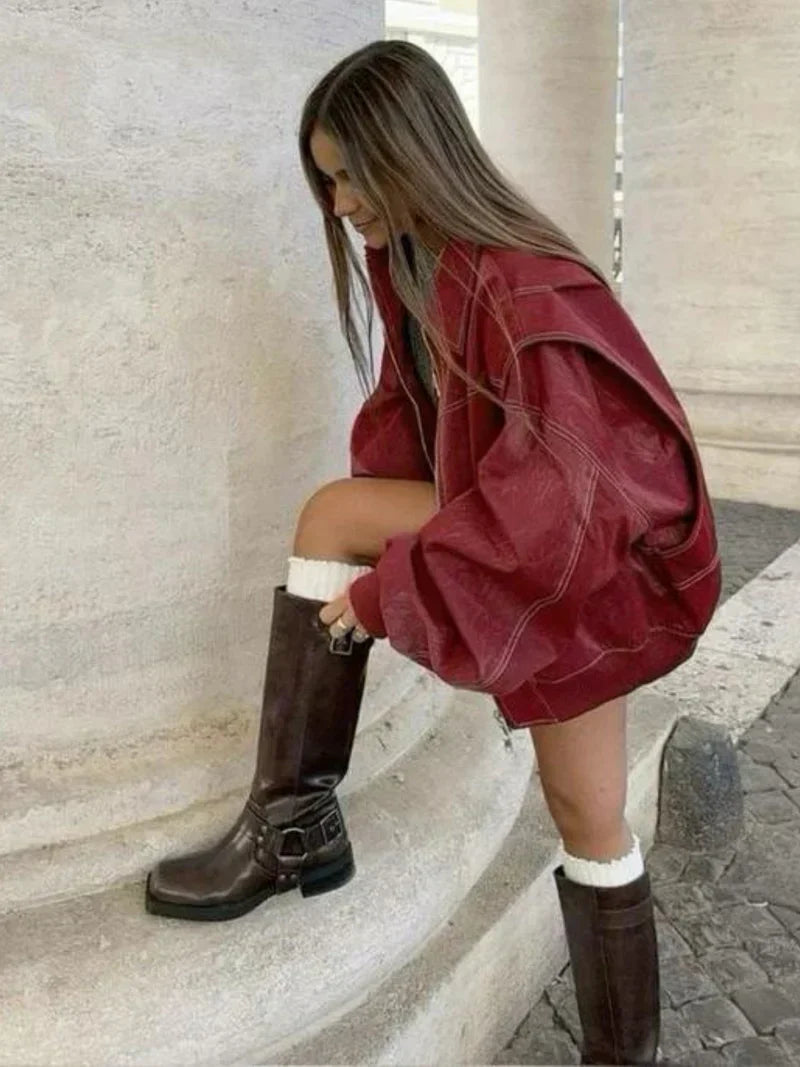 Veste en cuir oversize – Atiyah