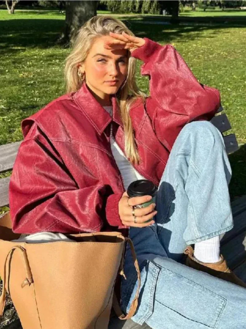 Veste en cuir oversize – Atiyah