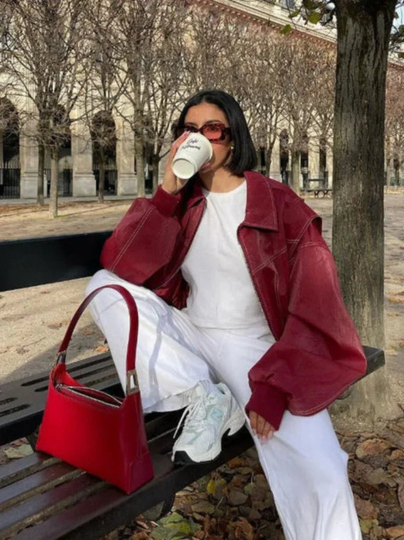 Veste en cuir oversize – Atiyah