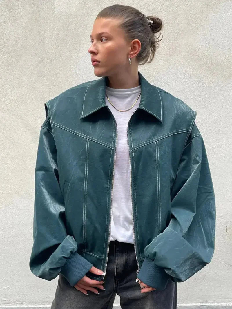 Veste en cuir oversize – Atiyah