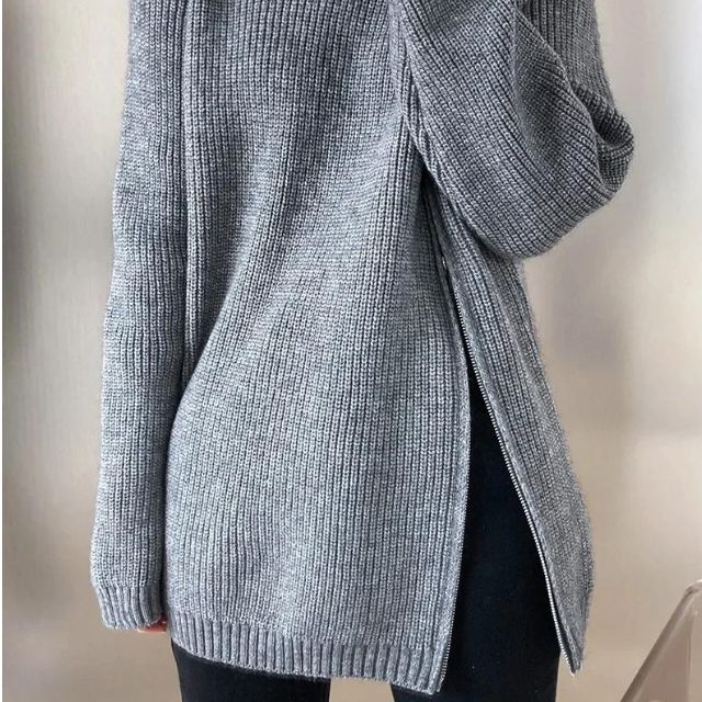 Catyla - Pull en maille côtelée avec ourlet asymétrique