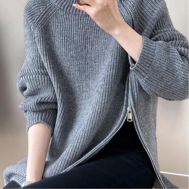 Catyla - Pull en maille côtelée avec ourlet asymétrique