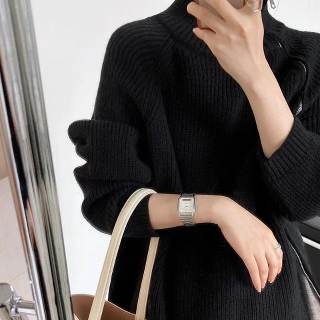 Catyla - Pull en maille côtelée avec ourlet asymétrique