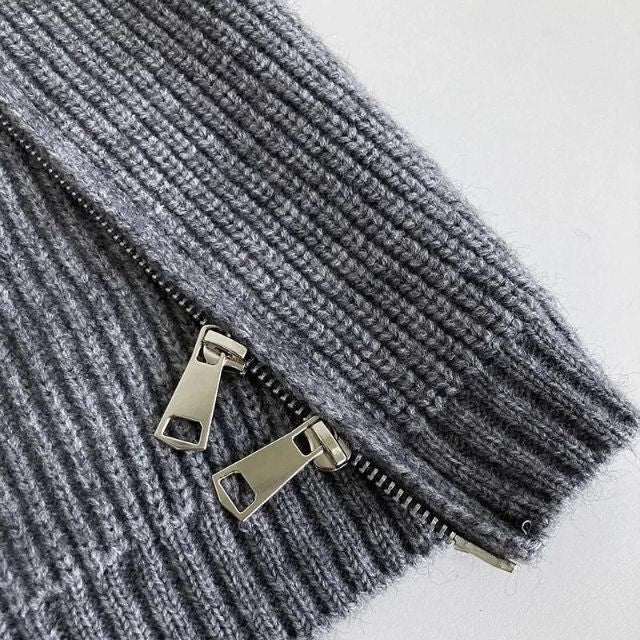 Catyla - Pull en maille côtelée avec ourlet asymétrique