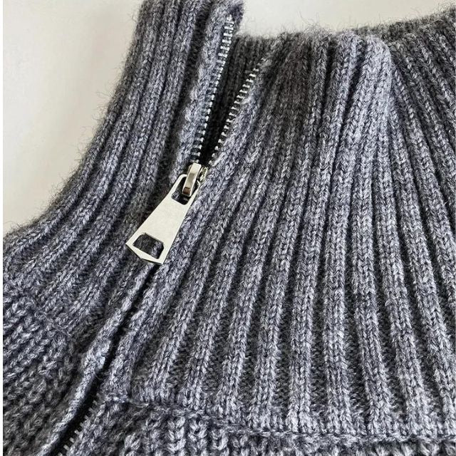 Catyla - Pull en maille côtelée avec ourlet asymétrique