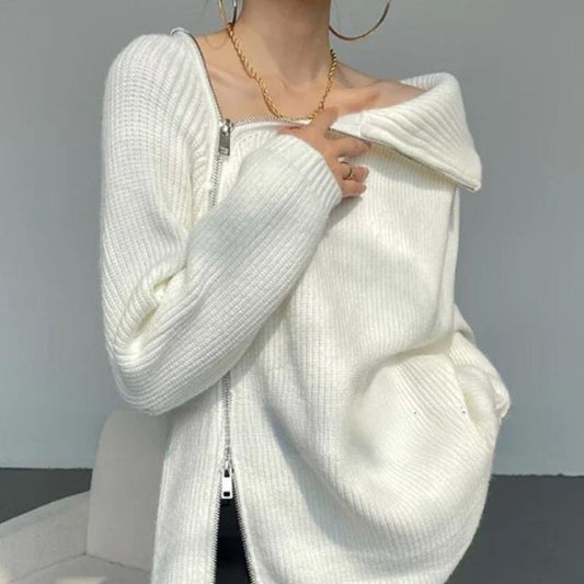 Catyla - Pull en maille côtelée avec ourlet asymétrique