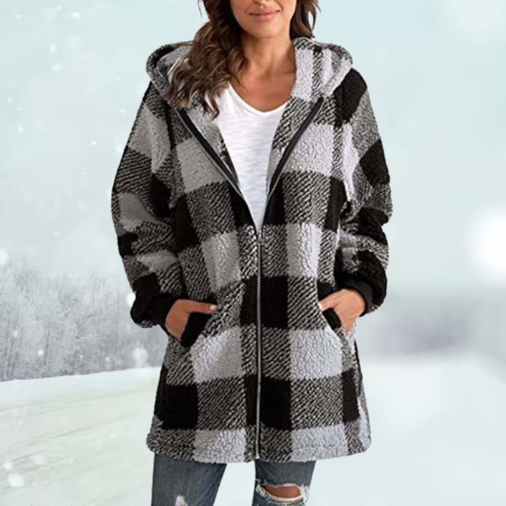 Veste d'hiver douillette à carreaux - Blanca