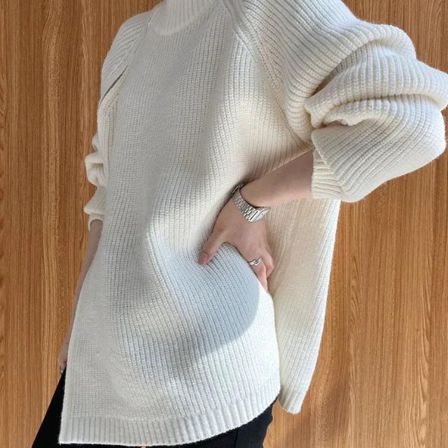 Catyla - Pull en maille côtelée avec ourlet asymétrique