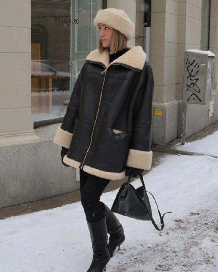 Veste d'hiver en cuir élégante - Stevany