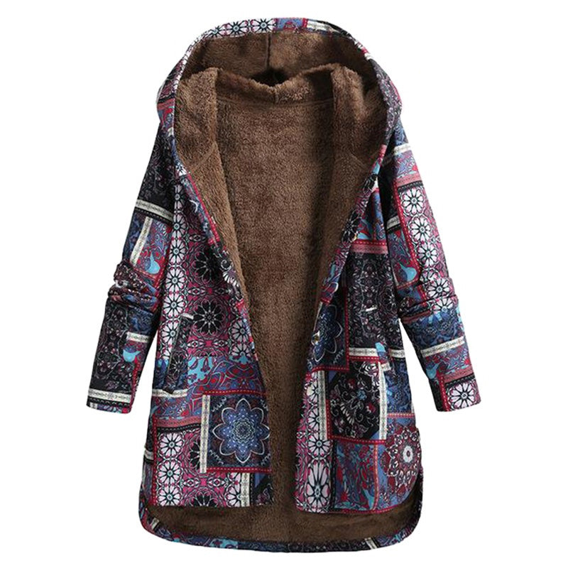 Ursula - Manteau fleuri avec capuche