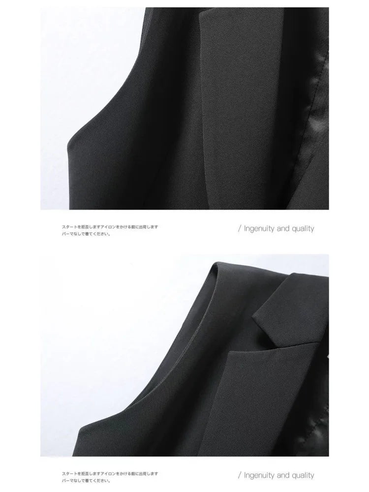 Gilet classique sans manches à simple boutonnage avec col à revers pour femmes