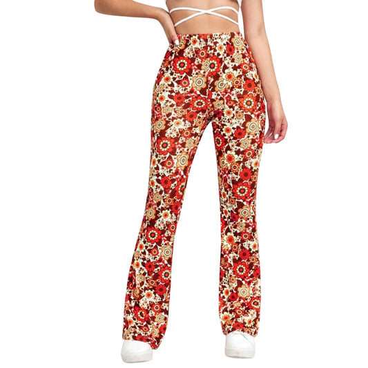 Céleste - Pantalon Évasé Floral À Taille Élastique Pour Femmes