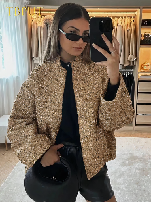YANA - Veste dorée à paillettes