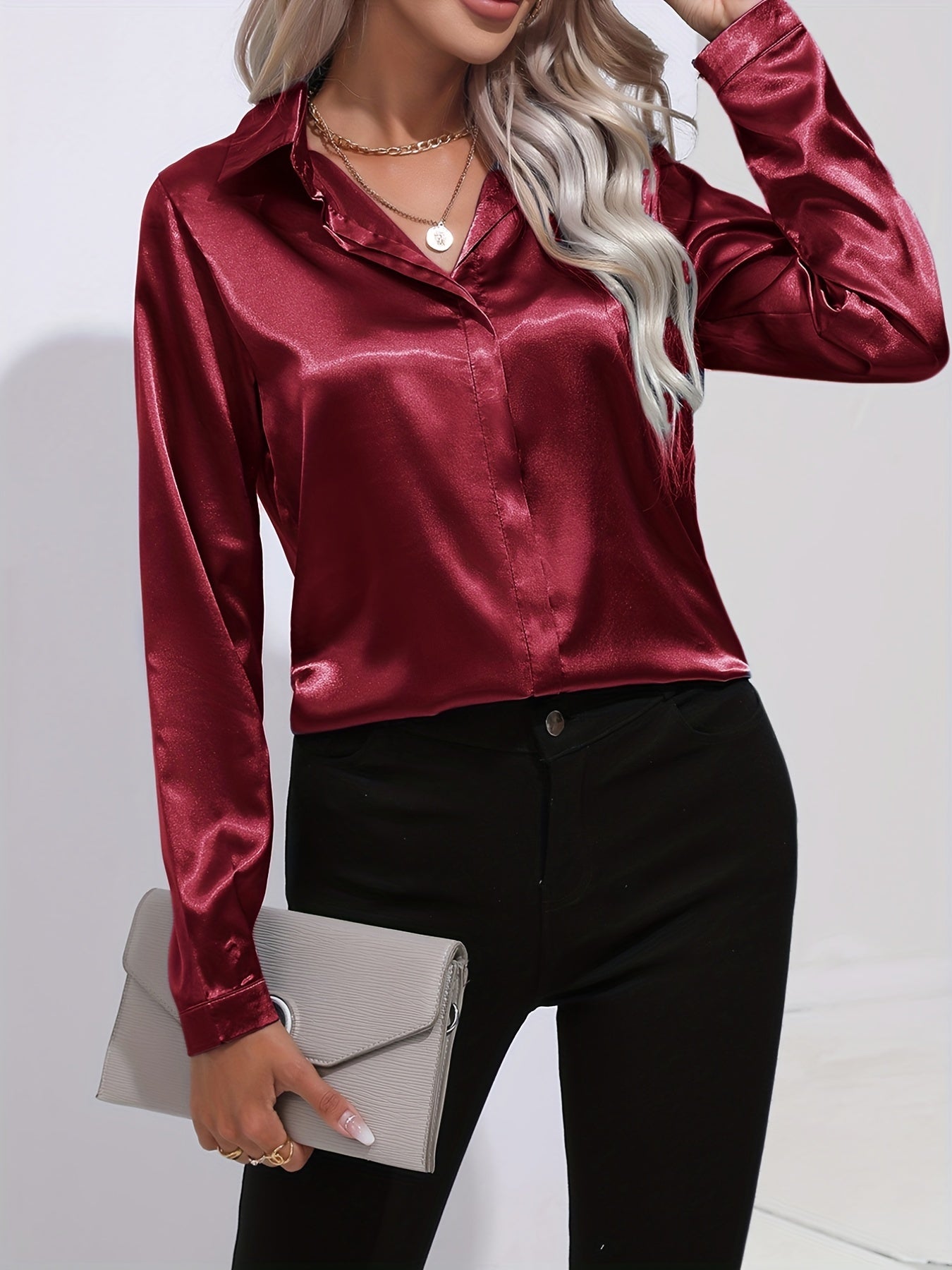 Elena - Blouse élégante en satin pour femme