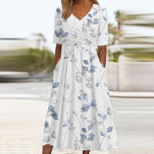 Wenja - Robe midi imprimé floral tendance et poches latérales