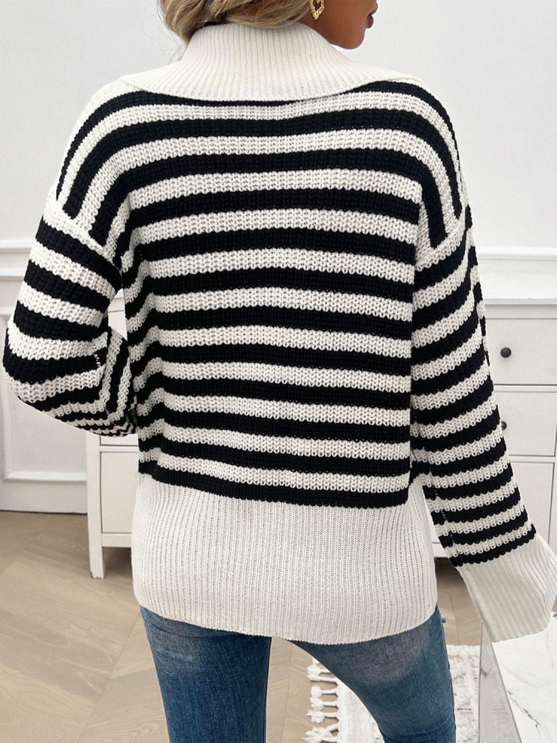 Avery - Pull rayé à col et manches longues pour femme