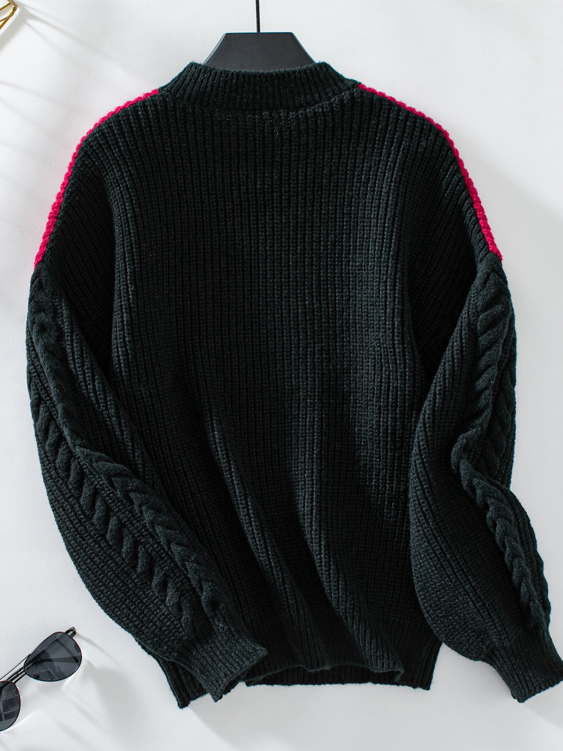 Livia - Pull à manches longues avec col rond et contraste pour femme