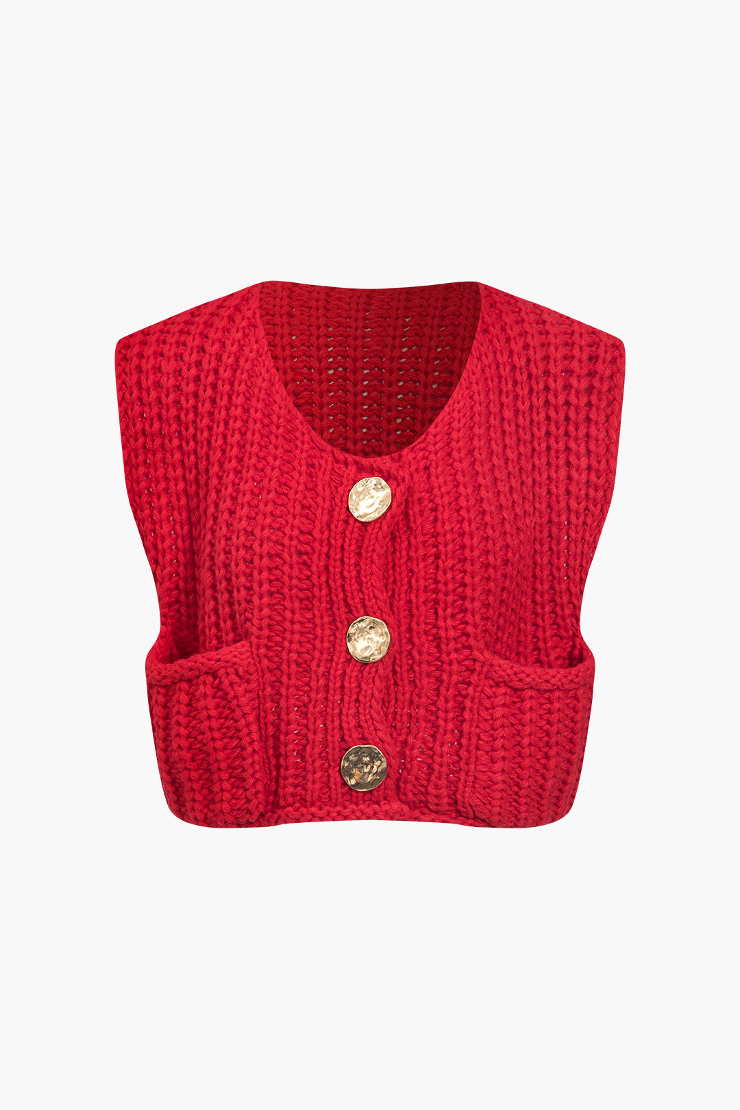 La Vie │ Gilet boutonné en tricot solide