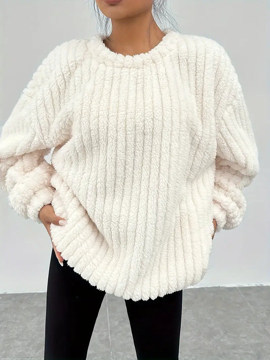 Mira - Blanc Pull côtelé douillet pour femme